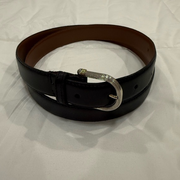 Dior Black Leather Belt with Silver Buckle Size 38 - Picture 1 of 7
